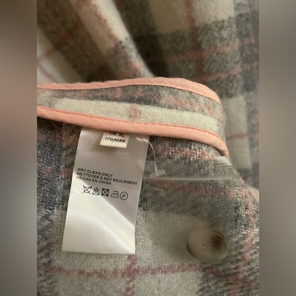 Anthropologie If By Sea Bobbie Plaid Oversized Pink and grey XL Jacket/ Coat NWT - Picture 10 of 11